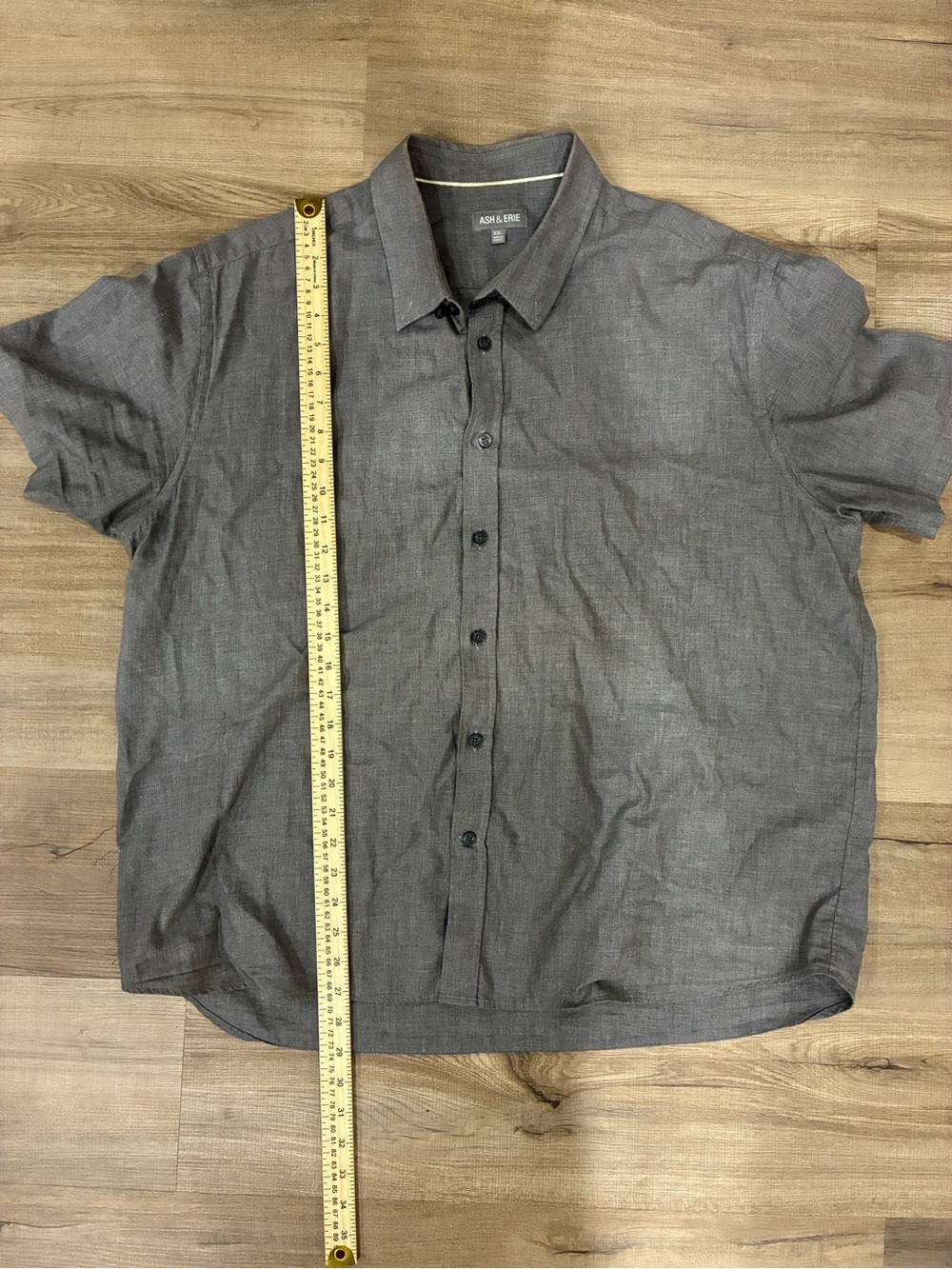 Ash & Erie Men's Short Sleeve Button-Down Shirt in Charcoal Gray XXL 2XL